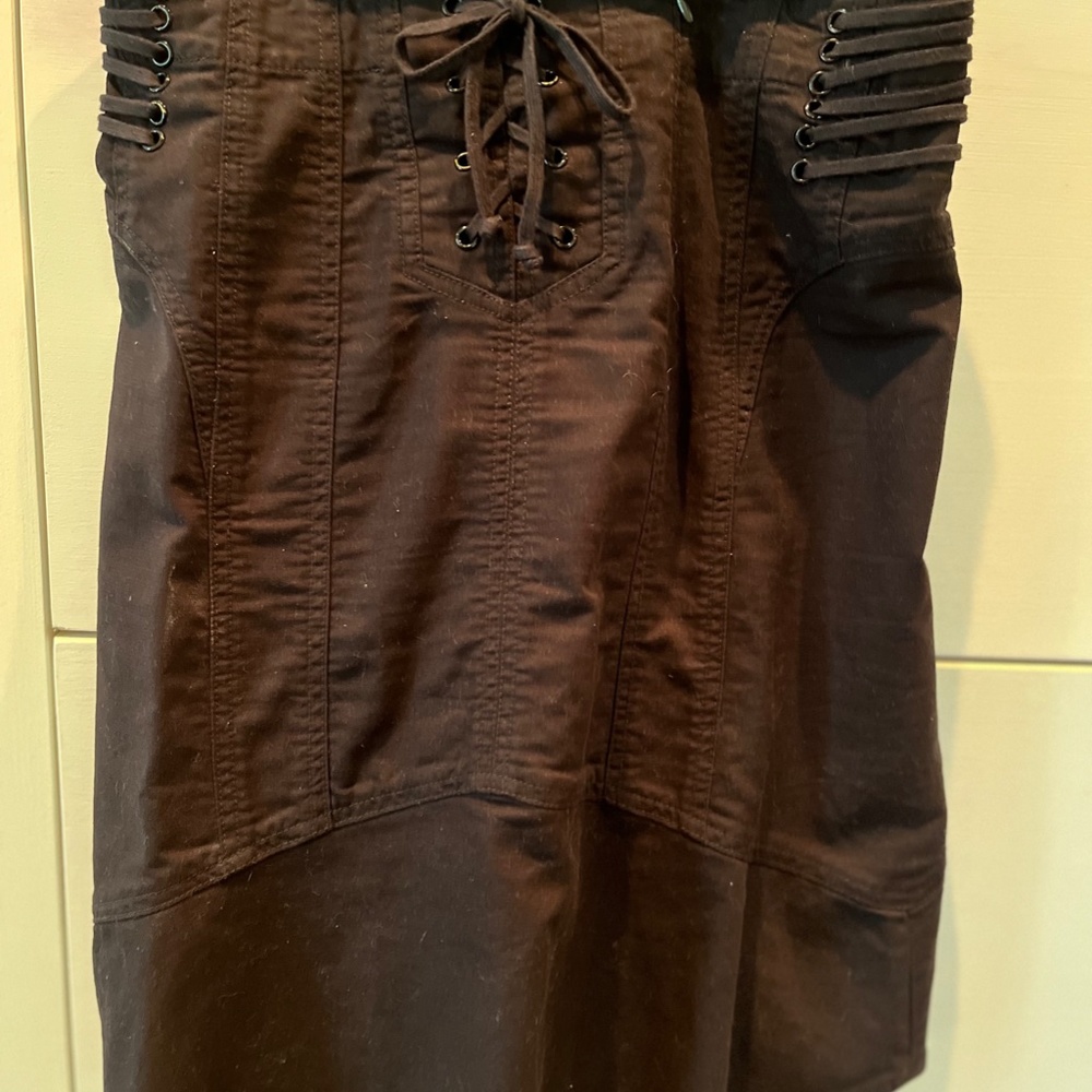 Black Marc Jacobs cotton twill skirt with shoelace detailing